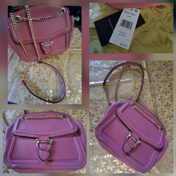 🔥NWT Nine West Pink BEGONIA Shoulder CROSSBODY Bag & FREE GIFT - Picture 1 of 11